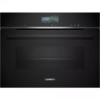 Siemens CS736G1B1 iQ700 kompaktowy piekarnik do zabudowy z funkcją pary, 47 L, wyświetlacz dotykowy TFT, Home Connect, czarny