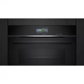Siemens CS736G1B1 iQ700 kompaktowy piekarnik do zabudowy z funkcją pary, 47 L, wyświetlacz dotykowy TFT, Home Connect, czarny