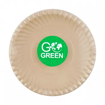 GOGREEN Kompostowalne talerze z trzciny cukrowej ze wzorem Go Green Ø23cm 10 szt.