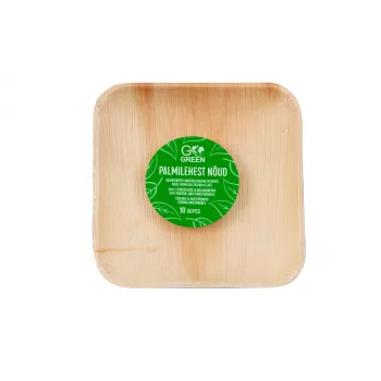 GoGreen Talerze z Liści Palmy Areka 15x15 cm Kwadratowe 10-Pak Naturalne Jednorazowe