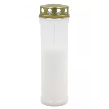 CANDELA Świeca cmentarna z pokrywką, czas palenia ~98h, biała
