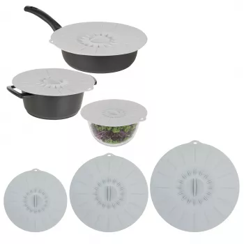 ASI COLLECTION Zestaw 3 silikonowych pokrywek Ø20/26/30cm Szary