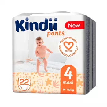 Kindii Maxi rozmiar 4 pieluchy jednorazowe (9-15 kg) 22 szt.