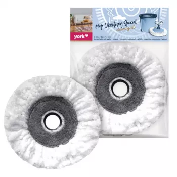 YORK Wymienna końcówka mopa do Vileda Easy Wring & Clean Turbo – mikrofibra, trójkątna, biała z czerwonymi akcentami