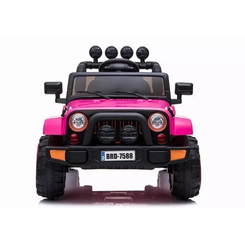 LEAN CARS BRD-7588 Różowy elektryczny jeep na akumulator 12V dla dzieci z oświetleniem LED, MP3, pilotem, 4x4