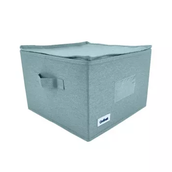 Kwadratowe pudełko do przechowywania ORDINETT z zamkiem błyskawicznym 30x30x21 cm Miętowe