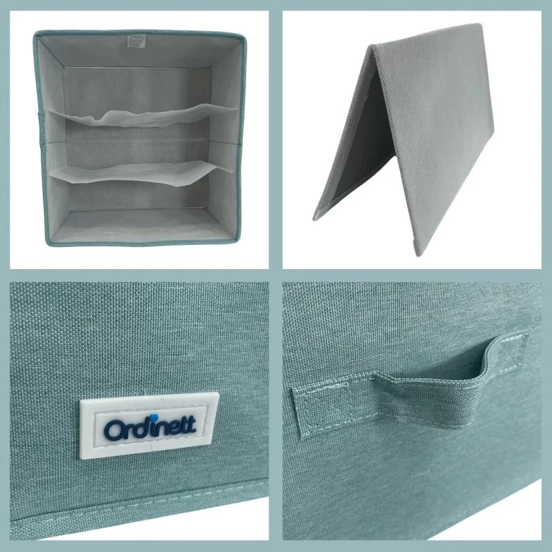 ORDINETT Box Cube 29x29x18,5 cm miętowe pudełko do przechowywania z pokrywką