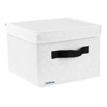 ORDINETT Kwadratowe Pudełko 25x25x19 cm Bawełniana Biel