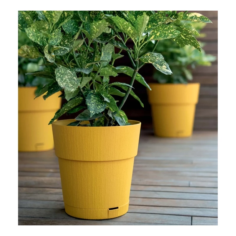 STEFANPLAST Ethica Doniczka z podstawką Ø20x19cm Musztardowy Żółty