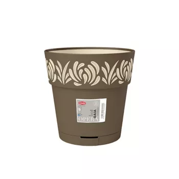 STEFANPLAST Gaia Okrągła Doniczka z Podstawką, Brązowa, Ø25 x 25 cm