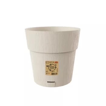 STEFANPLAST Ethica okrągła doniczka z podstawką, biała, średnica 25 cm, wysokość 25 cm, 12,3 L, odporny na UV i mróz polipropylen, do wnętrz i na zewnątrz