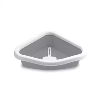 STEFANPLAST Sprint Narożna Kuweta dla Kota 56x40x14 cm Biało-Szara