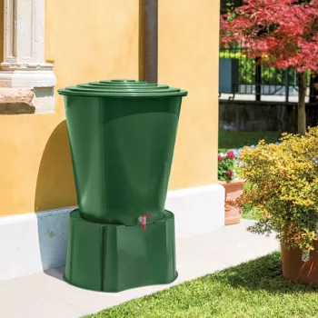 STEFANPLAST Zbiornik na wodę 500L z pokrywą i kranem Ø100x85cm Zielony