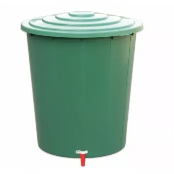 STEFANPLAST Zbiornik na wodę 310L z pokrywą i kranem, zielony, Ø80x97cm