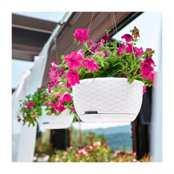 STEFANPLAST Wisząca Doniczka Naturalna Ø30x14.5cm Biała