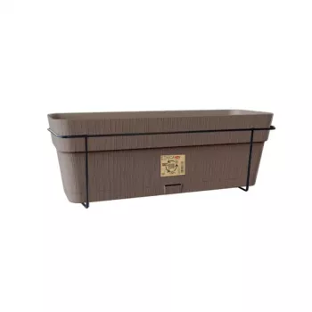 Zestaw balkonowy STEFANPLAST z automatycznym systemem nawadniania i metalowym wspornikiem 50x18x17cm brązowy