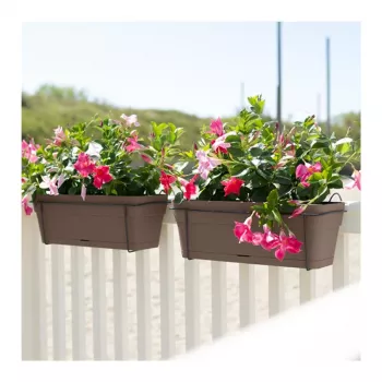 Zestaw balkonowy STEFANPLAST z automatycznym systemem nawadniania i metalowym wspornikiem 50x18x17cm brązowy