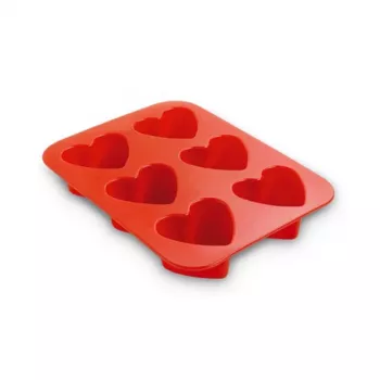 GUARDINI Hearts 6-cavity silikonowa forma do pieczenia, prostokątna, biała