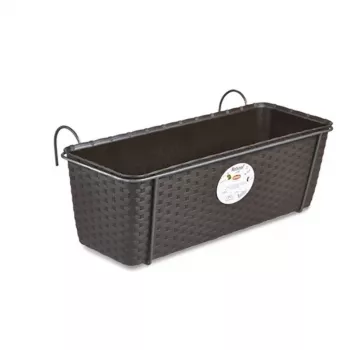 STEFANPLAST Skrzynka balkonowa na kwiaty z metalowym uchwytem brązowa 50x18x16 cm