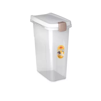 STEFANPLAST Pojemnik na karmę dla zwierząt 25L 10kg Przezroczysty/Biały