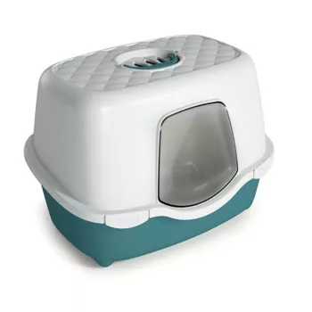 STEFANPLAST Tres Chic Zadaszona Kuweta dla Kota z Filtrem Węglowym, Biało-Zielona, 56x39x39 cm