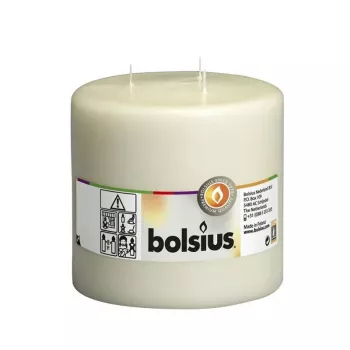 Świeca cylindryczna BOLSIUS Mamoth z 3 knotami Ø150x150mm Beżowa