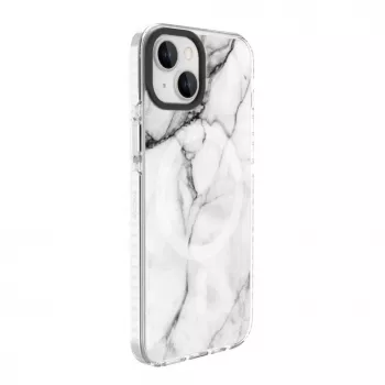 Evelatus Apple iPhone 15 etui PC+TPU z MagSafe Marmurkowy Biały