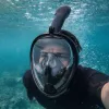 LEAN TOYS Pełnotwarzowa Maska do Snorkelingu i Nurkowania z Systemem Anti-Fog Czarny L/XL