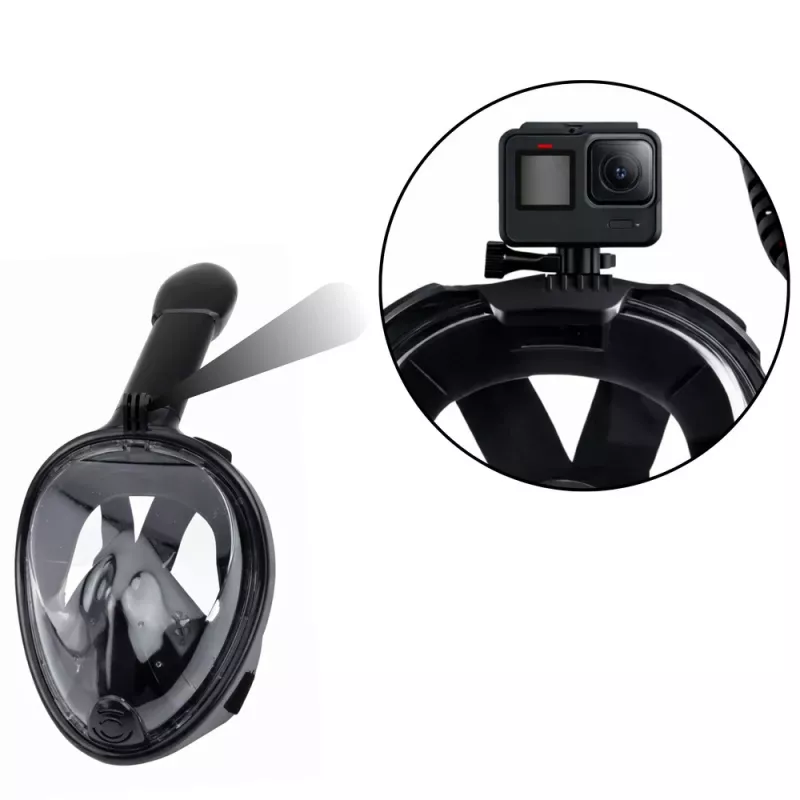 LEAN TOYS Pełnotwarzowa Maska do Snorkelingu i Nurkowania z Systemem Anti-Fog Czarny L/XL