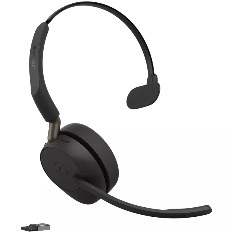 Jabra Evolve3 65 Mono Link 390a Bezprzewodowy zestaw słuchawkowy Bluetooth z adapterem USB-A - certyfikat Microsoft Teams, mikrofon z redukcją szumów, 35 godz. rozmów