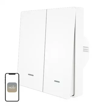 MOES ZS-B-EU2 ZigBee 2-kanałowy przełącznik światła, nie wymaga przewodu neutralnego, biały