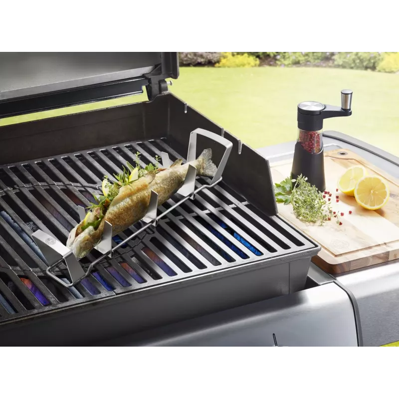 GEFU BBQ Ruszt do Ryb ze Stali Nierdzewnej Składany do Grillowania i Pieczenia do 3 Ryb