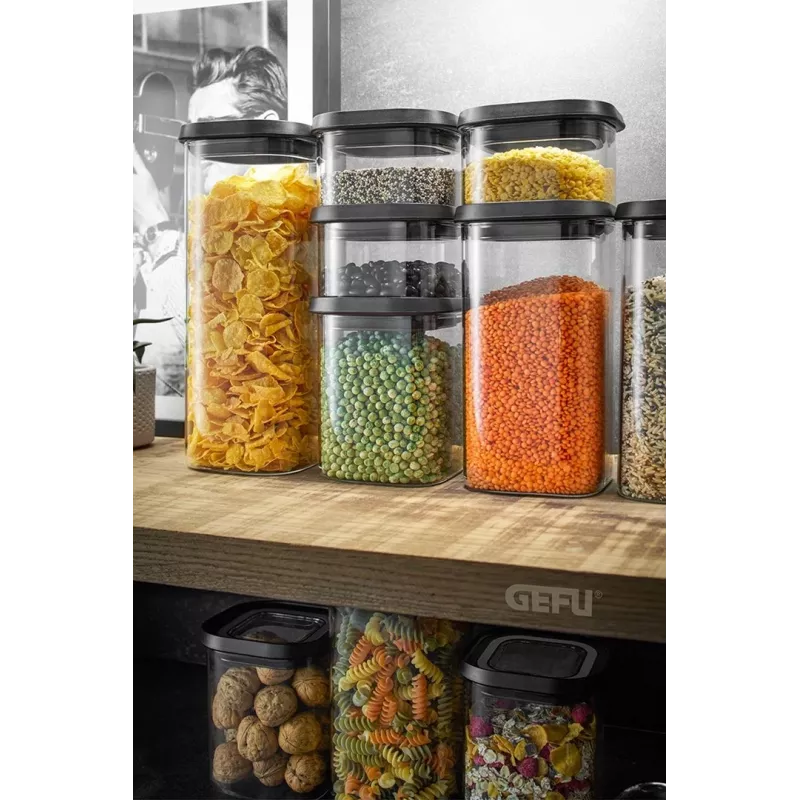 GEFU PANTRY Prostokątny Pojemnik 2,5 L Czarny, Przezroczysty 1 szt.