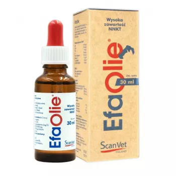 Scanvet EFA Olie 30 ml płynny suplement Omega-3 i Omega-6 dla psów i kotów
