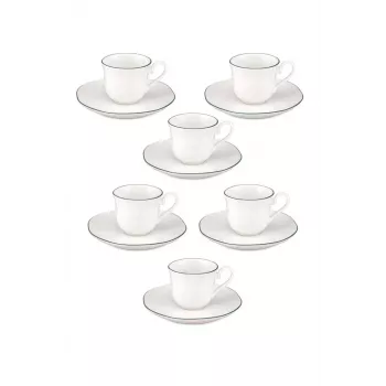 LA PORCELLANA BIANCA Teresa Zestaw Filiżanek do Espresso z Podstawkami, 90 ml, Porcelana, Biały, 12 Elementów