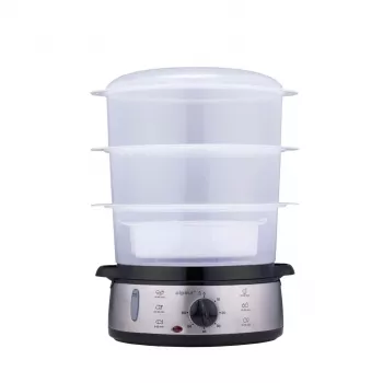 Alpina Elektryczny Parowar 800W Srebrny 3-Poziomowy 9,5L BPA-Free