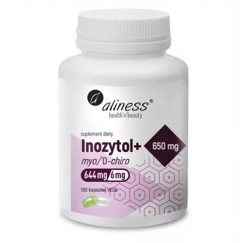 Aliness Inozytol Myo/D-Chiro 650mg + B6 x 100 kapsułek wegańskich