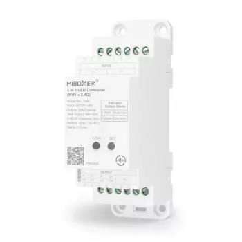 MiBoxer TW2 2-w-1 sterownik LED do szynoprzewodów dla jednokolorowych i CCT taśm LED, DC12/24V, WiFi + 2.4GHz RF