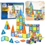 LEAN TOYS Magnetyczne klocki edukacyjne Okna z naklejkami 3D pojazdów 138 szt.