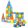 LEAN TOYS Magnetyczne klocki edukacyjne Okna z naklejkami 3D pojazdów 138 szt.