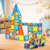 LEAN TOYS Magnetyczne klocki edukacyjne Okna z naklejkami 3D pojazdów 138 szt.