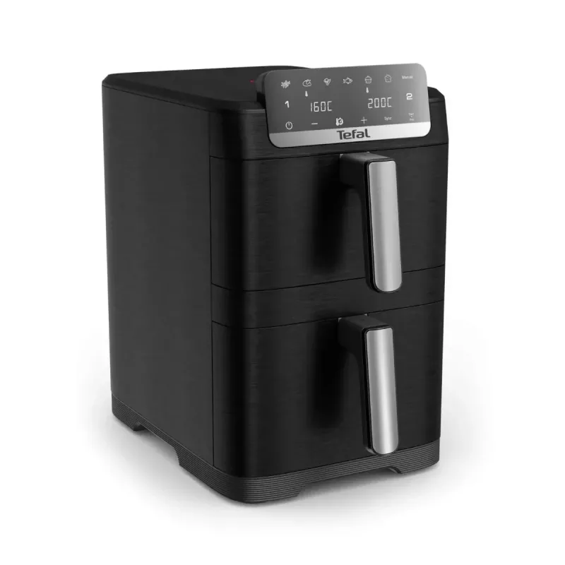 TEFAL Double Basket Airfryer EY7528E0 Easy Fry Crispy Stack, 2700 W, 6 L + 4 L, czarny