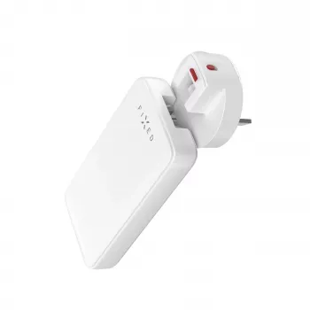 Fixed Slim Traveller ładowarka podróżna 2xUSB-C z adapterami światowymi, GaN, 45W - biała