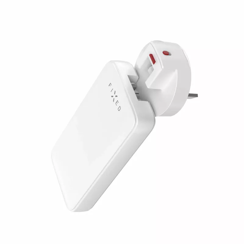 Fixed Slim Traveller ładowarka podróżna 2xUSB-C z adapterami światowymi, GaN, 45W - biała