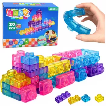 LEAN TOYS Klocki gumowe elastyczne konstrukcyjne przezroczyste kolorowe 20 szt.