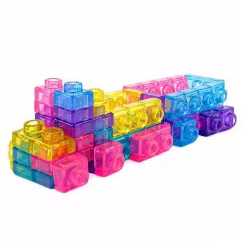 LEAN TOYS Klocki gumowe elastyczne konstrukcyjne przezroczyste kolorowe 20 szt.