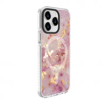 Evelatus Apple iPhone 15 Pro etui PC+TPU z MagSafe - Marmurowy Róż