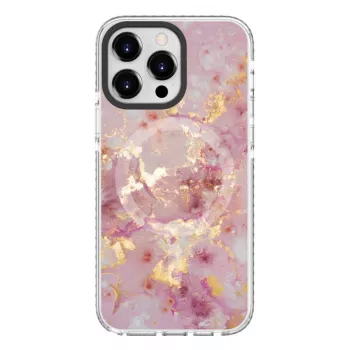 Evelatus Apple iPhone 15 Pro etui PC+TPU z MagSafe - Marmurowy Róż