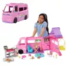 Zestaw do zabawy Barbie Dreamhouse Adventures Kamper dla lalek, zmienia się w pojazd RV z 7 strefami, ponad 60 akcesoriów, różowy