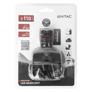 ENTAC EHL-ZOOM-1W-PL Zoom 1W latarka czołowa LED, czarna